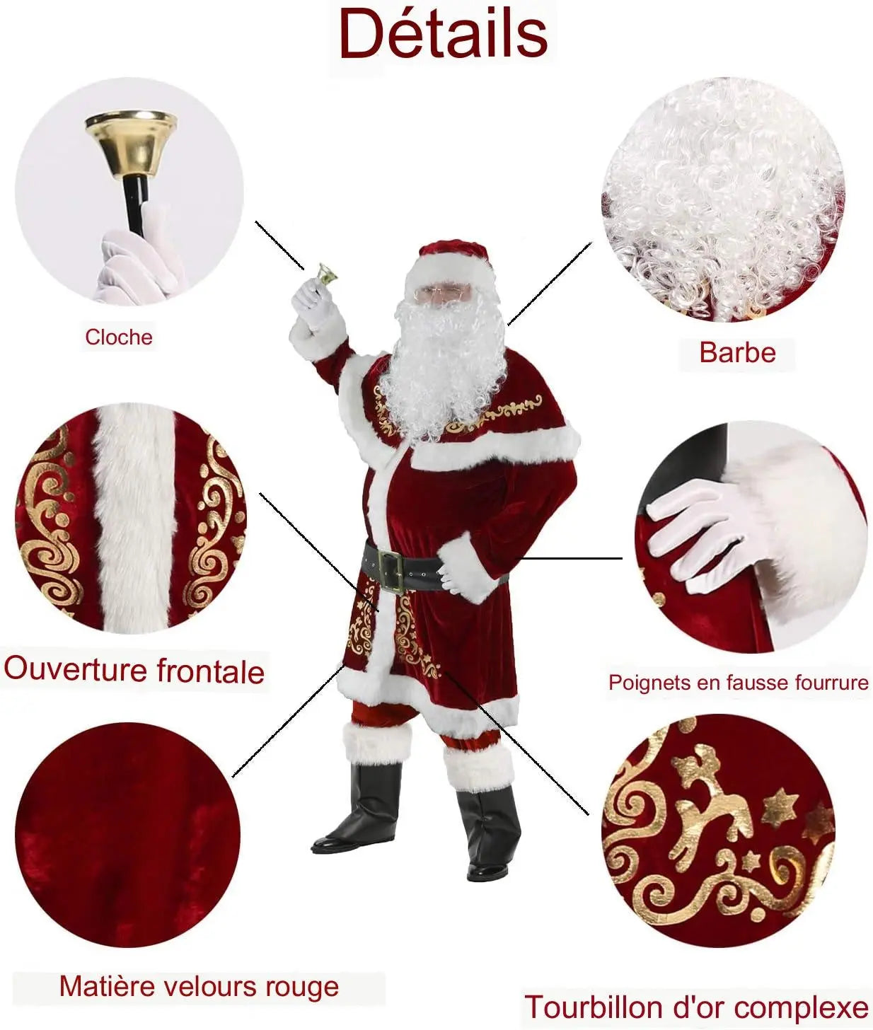 Costume de Père Noël professionnel taille XL Avoslocs