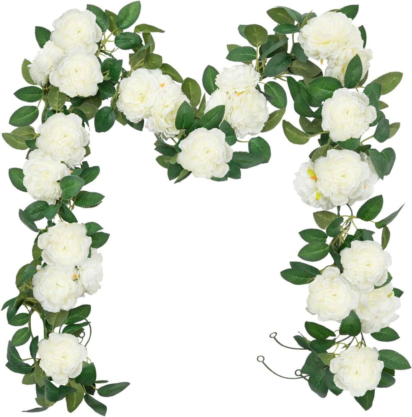 18 guirlandes de fleurs pivoines blanches artificielles en soie